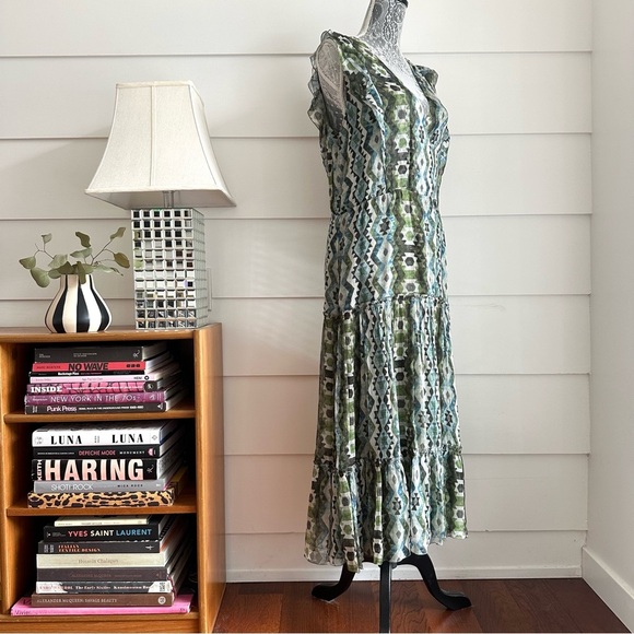 Altuzarra Silk Geometric Design Midi Dress size 44 - Picture 3 of 10